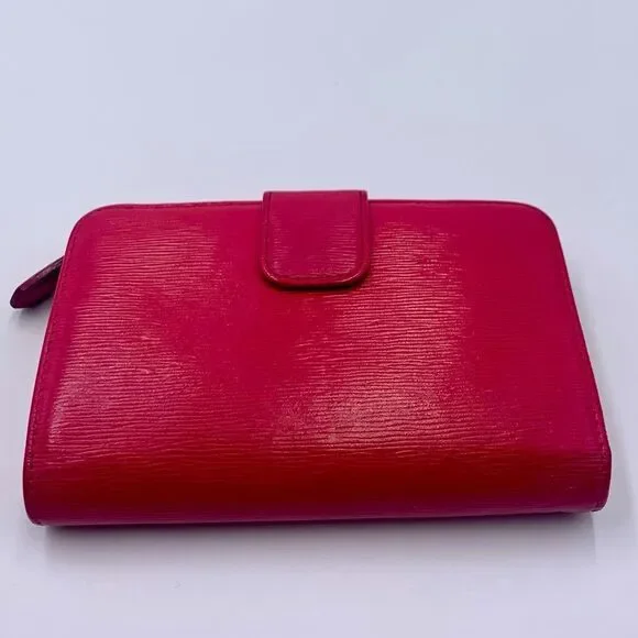 Auth PRADA Small Bifold Fucshia Saffiano Leather Wallet Preloved Very Good - Picture 9 of 13